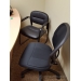Black Leather Sleigh Guest Side Chair with Padded Arms